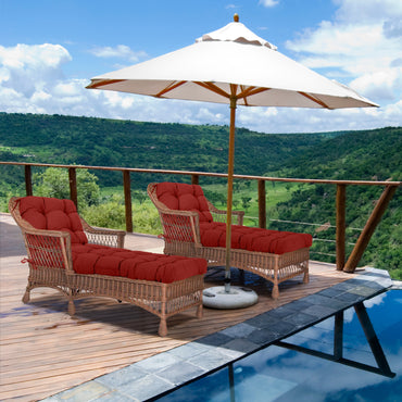 76"x22"x5.1" Polyester Tufted Chaise Lounge Cushion for Outdoor Wicker Chaise Lounge Use, 2 Packs - Red - Aoodor