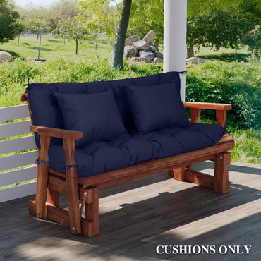 59" Tufted Porch Swing Cushions, Extra 5.1" Thick Outdoor Swing Bench Replacement Cushion with Backrest and 2 Pillows - Dark Blue - Aoodor