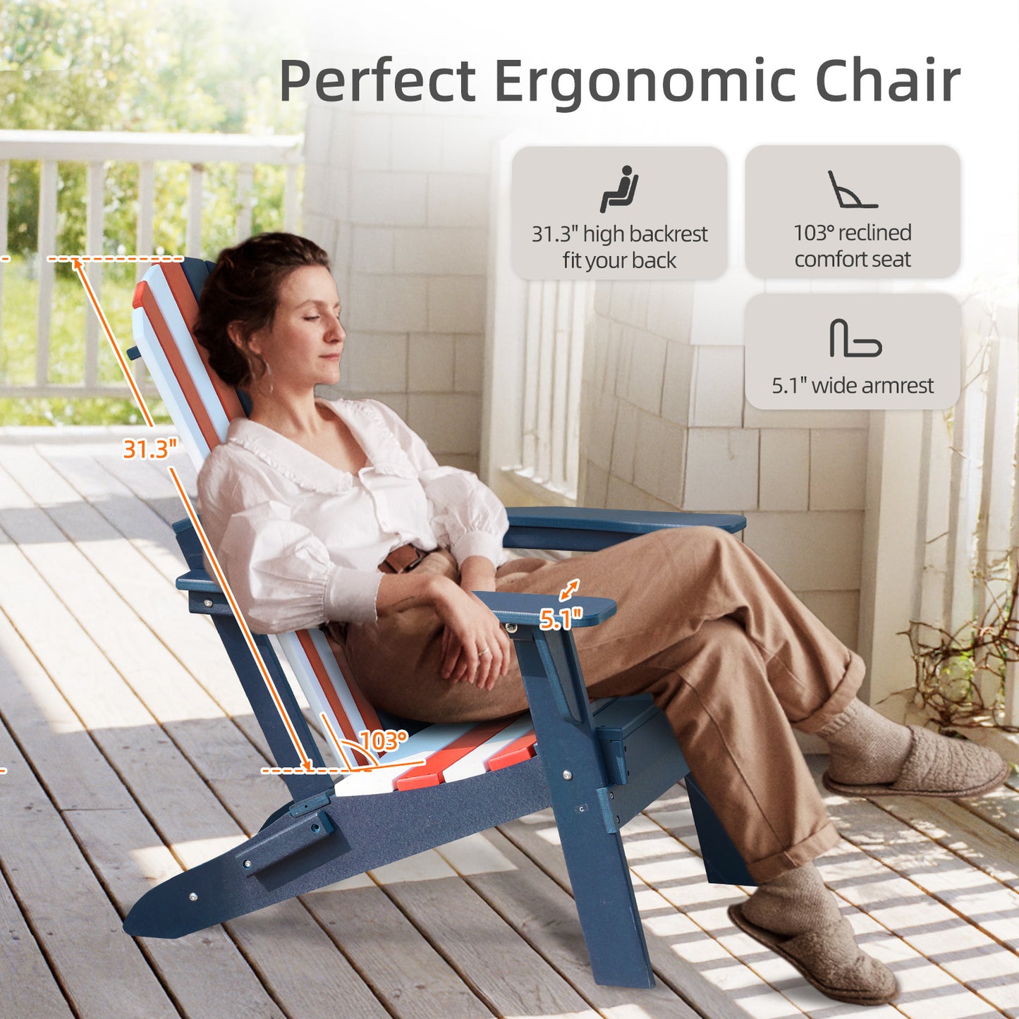 32.3x21.6x37 inch Folding Adirondack Chair