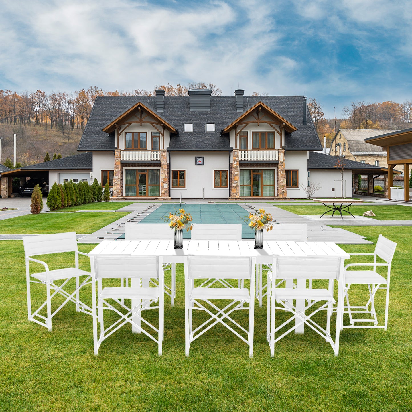 34(H) inch Outdoor Camping Chairs, Portable Patio Director's Chairs with Folding Aluminum Frame - Aoodor