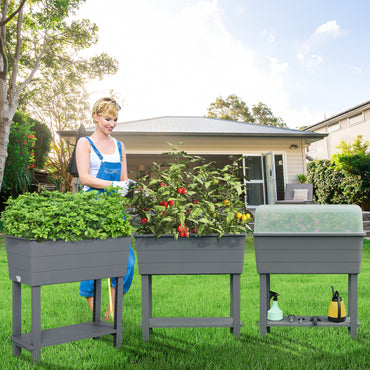 30×14×30 inch Elevated Raised Planter Box with Legs, Water Level Indicator - Set of 3 - Aoodor