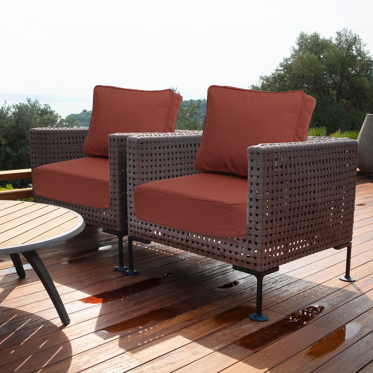 Premium Sunbrella Fabric Outdoor Patio Chair Cushions Set, Canvas Henna