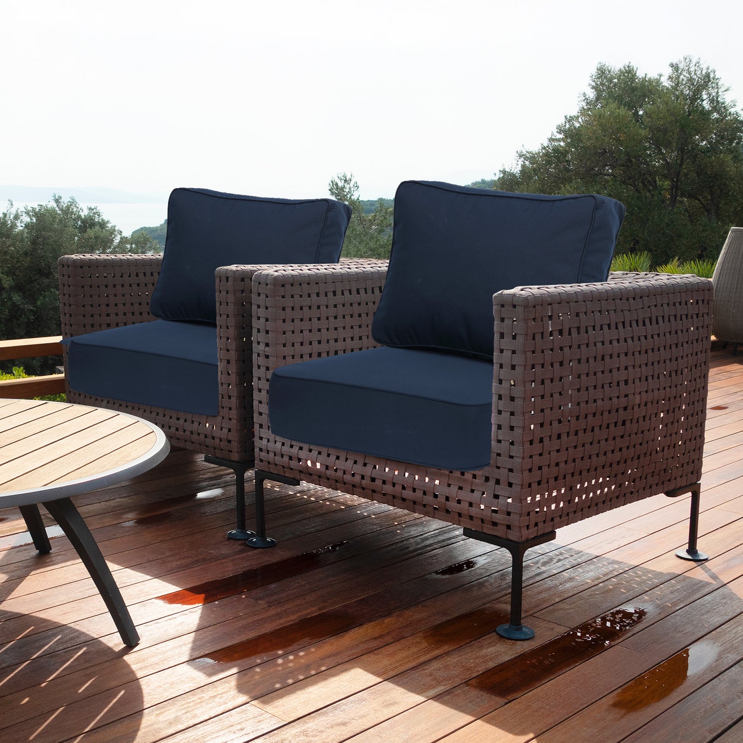 Premium Sunbrella Fabric Outdoor Patio Chair Cushions Set, Canvas Navy