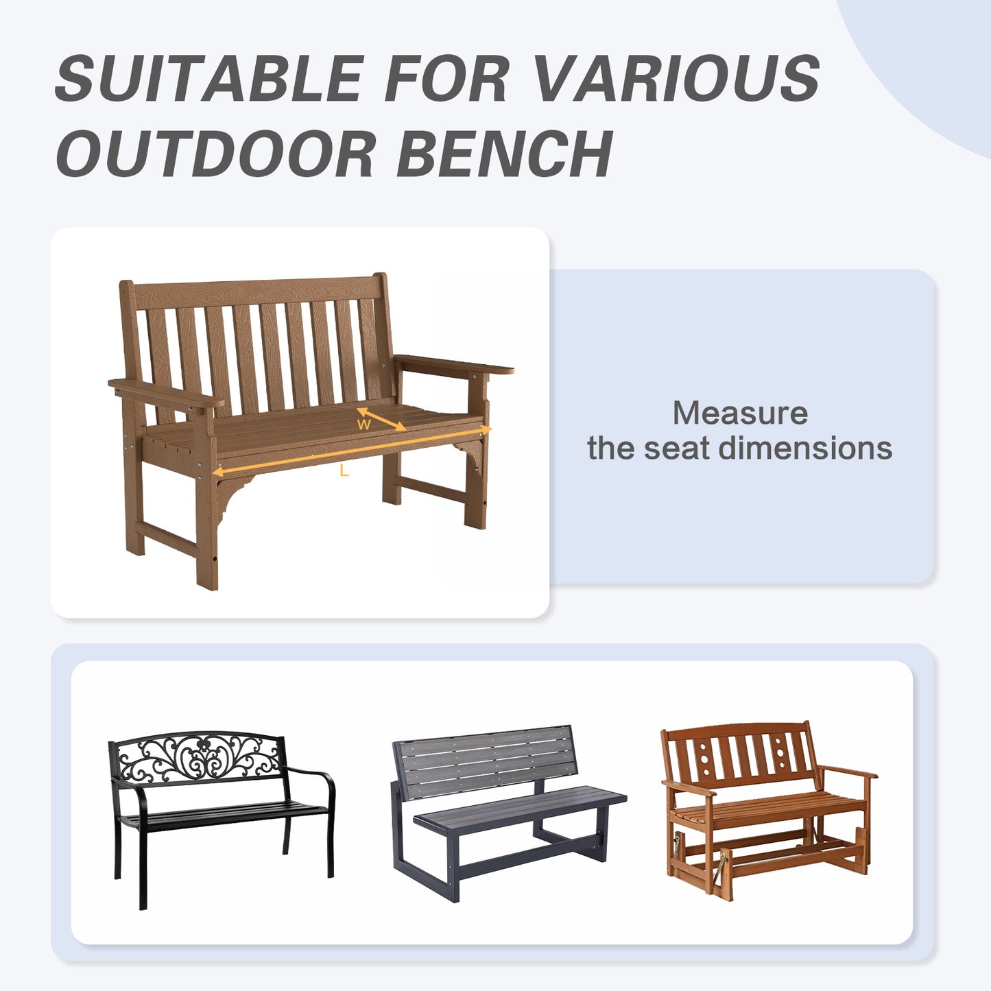 Outdoor Polyester Tufted Bench Cushion, Water & Fade Resistant, Dark Blue - Aoodor