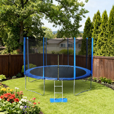 Outdoor Trampoline, Recreational Trampoline with Enclosure Outer-Safety Net and Ladder for Kids - Aoodor