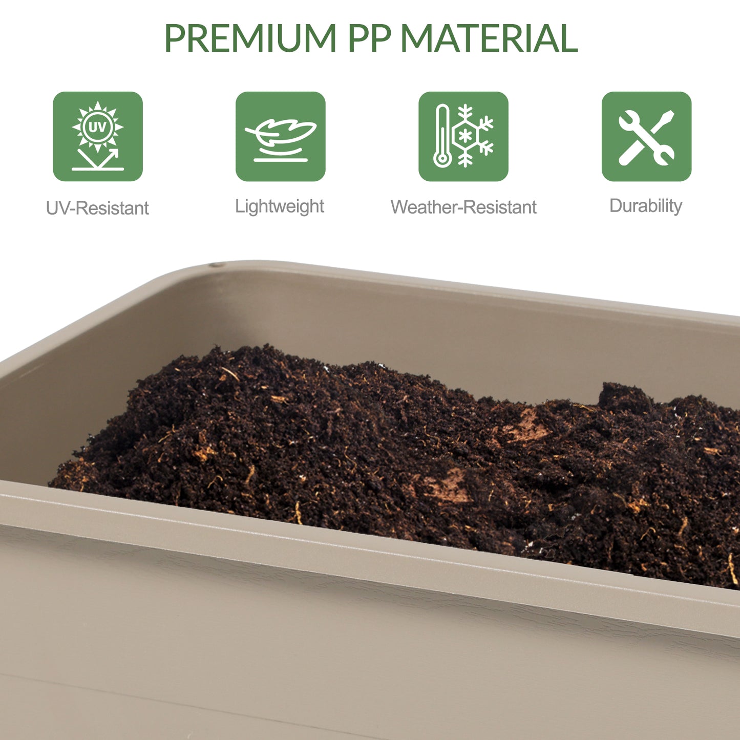 30×14×30 inch Elevated Raised Planter Box with Legs, Water Level Indicator - Set of 3