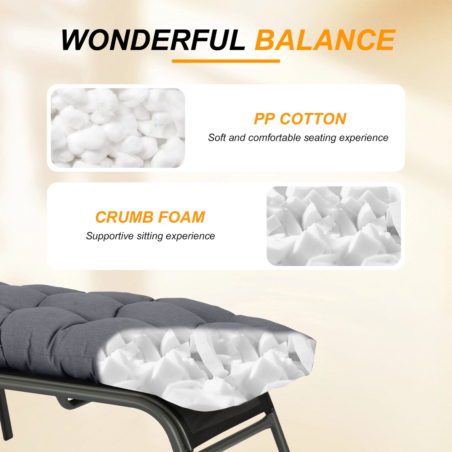 76"x22"x5.1" Polyester Tufted Chaise Lounge Cushion for Outdoor Wicker Chaise Lounge Use, 2 Packs - Dark Gray