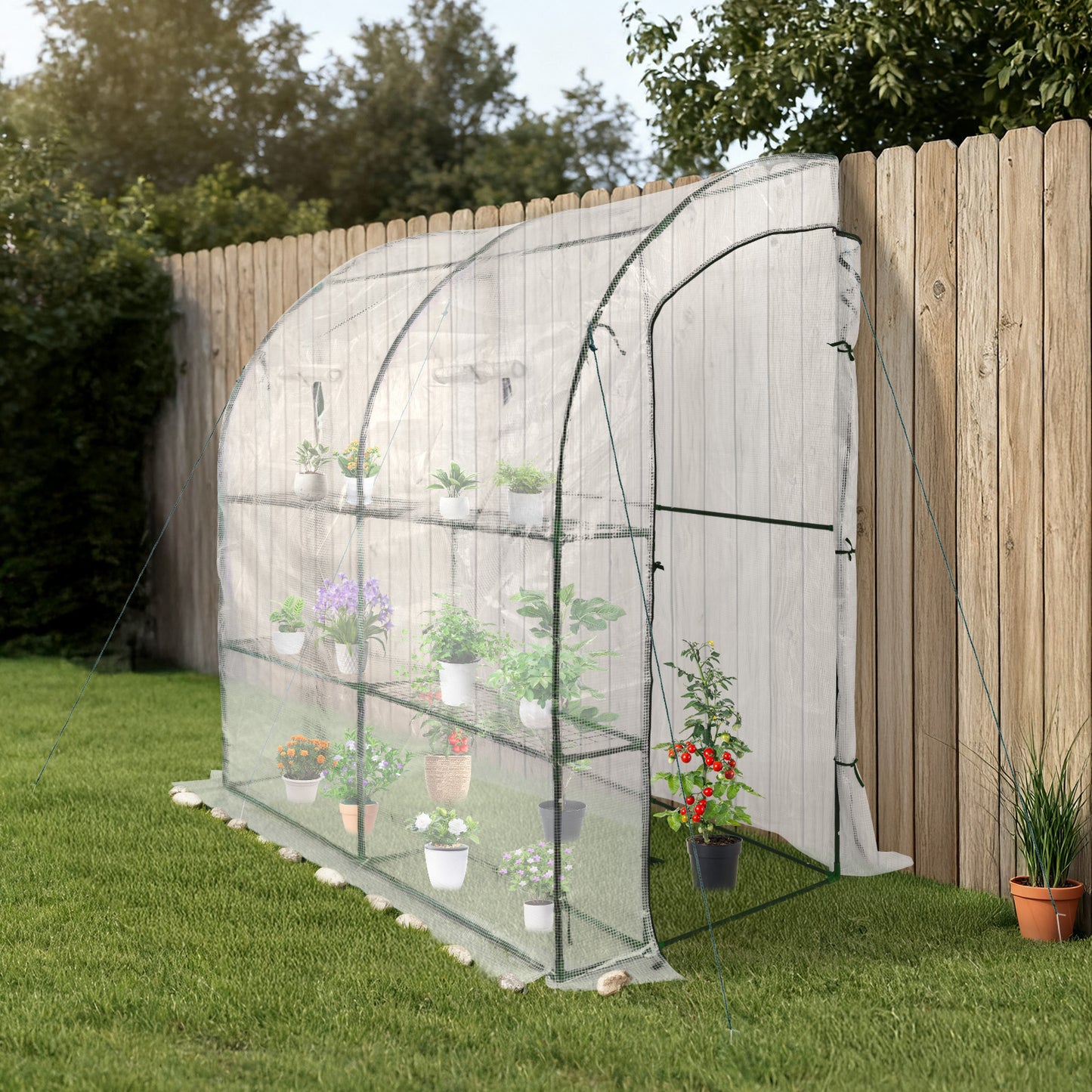 7x3x7 ft. Lean to Greenhouse for Outdoors, Portable Walk-in Greenhouse - Aoodor