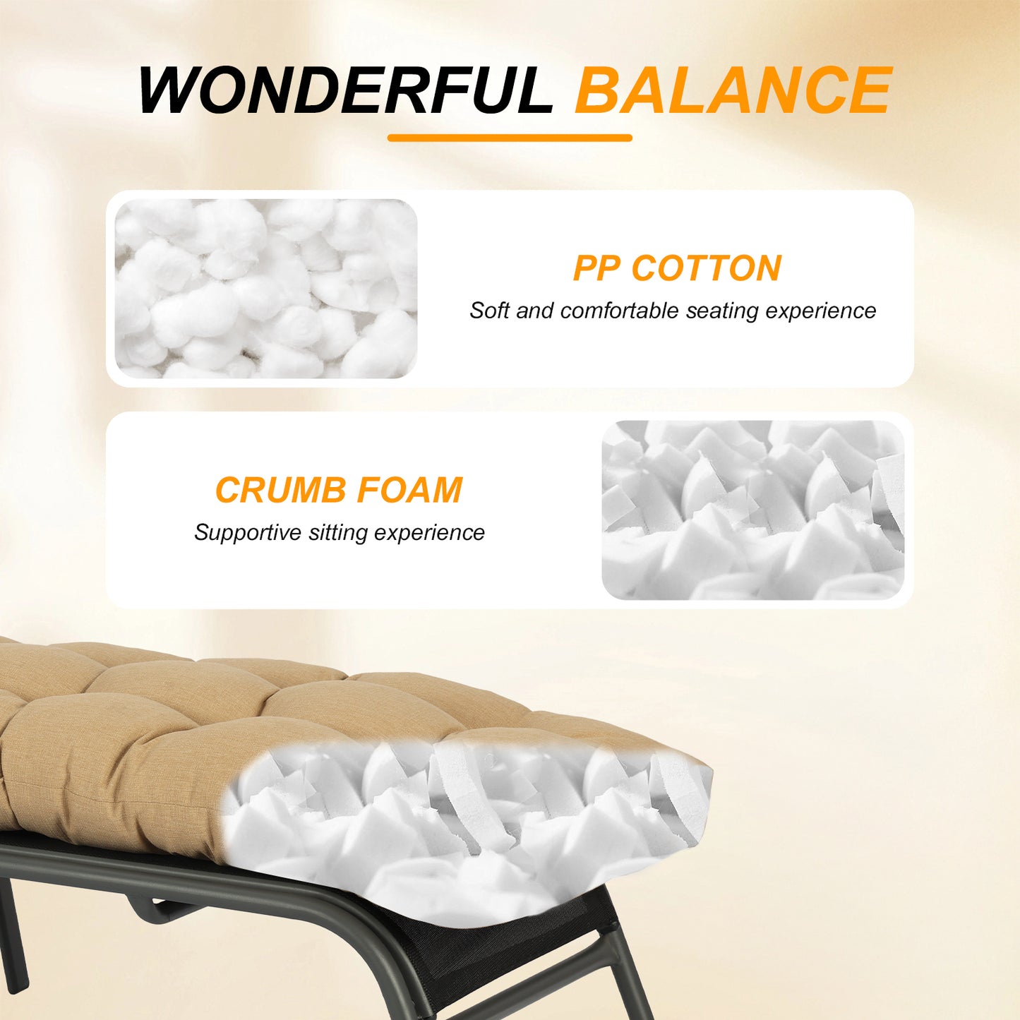 76"x22"x5.1" Polyester Tufted Chaise Lounge Cushion for Outdoor Wicker Chaise Lounge Use, 2 Packs - Brown