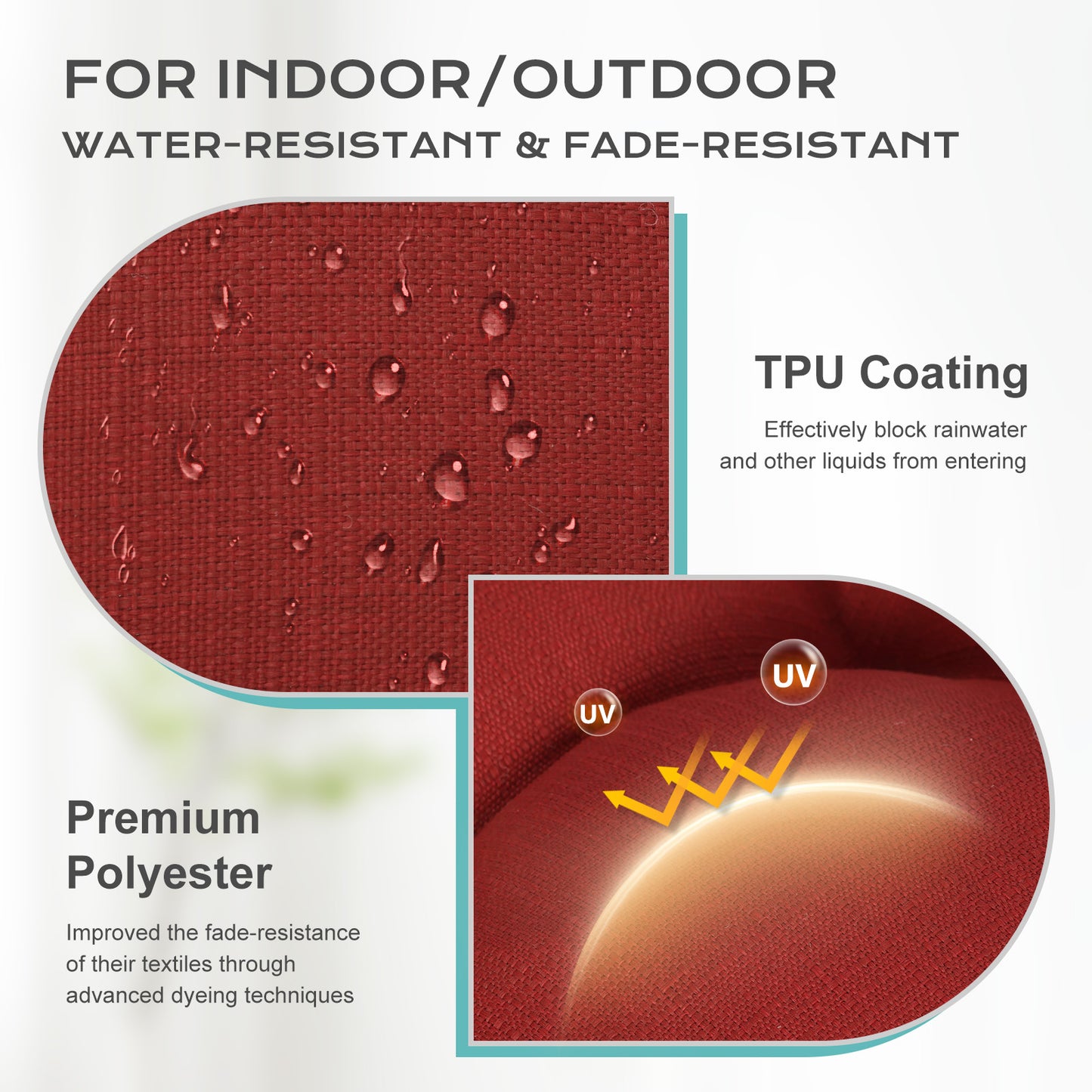 Tufted Outdoor High Back Rocking Chair Cushion Set of 2, Red - Aoodor