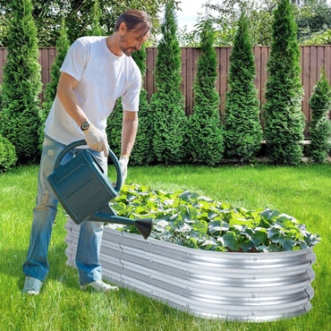 6x2x1 ft. Galvanized Raised Garden Bed Kit - Silver - Aoodor