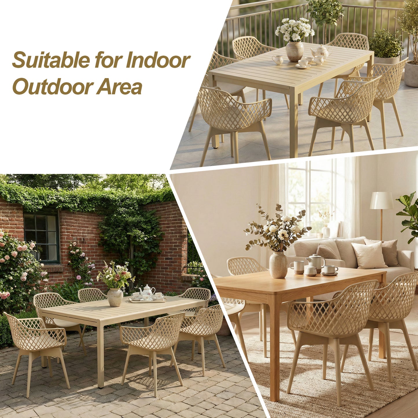 Modern Weather Resistant Plastic Dining Chairs Set: Ergonomic Comfort