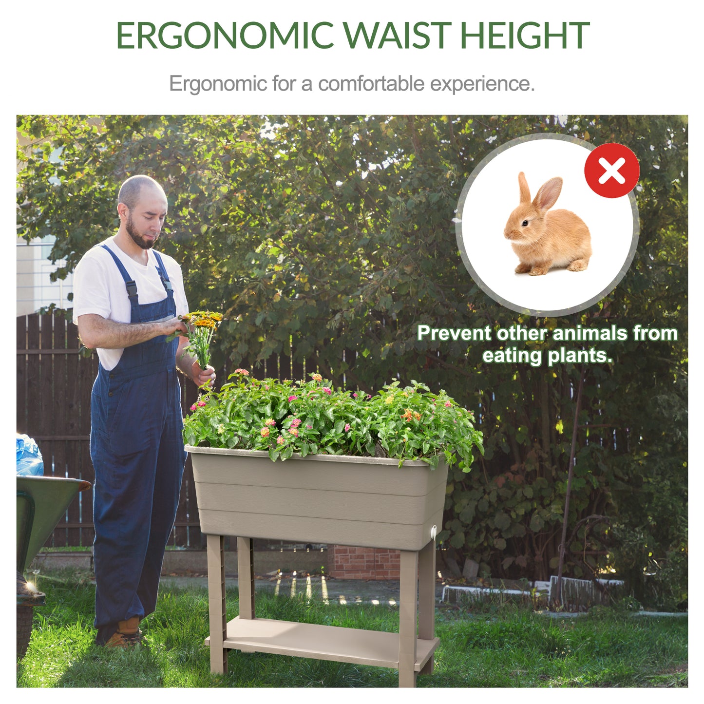 30×14×30 inch Elevated Raised Planter Box with Legs, Water Level Indicator - Set of 3