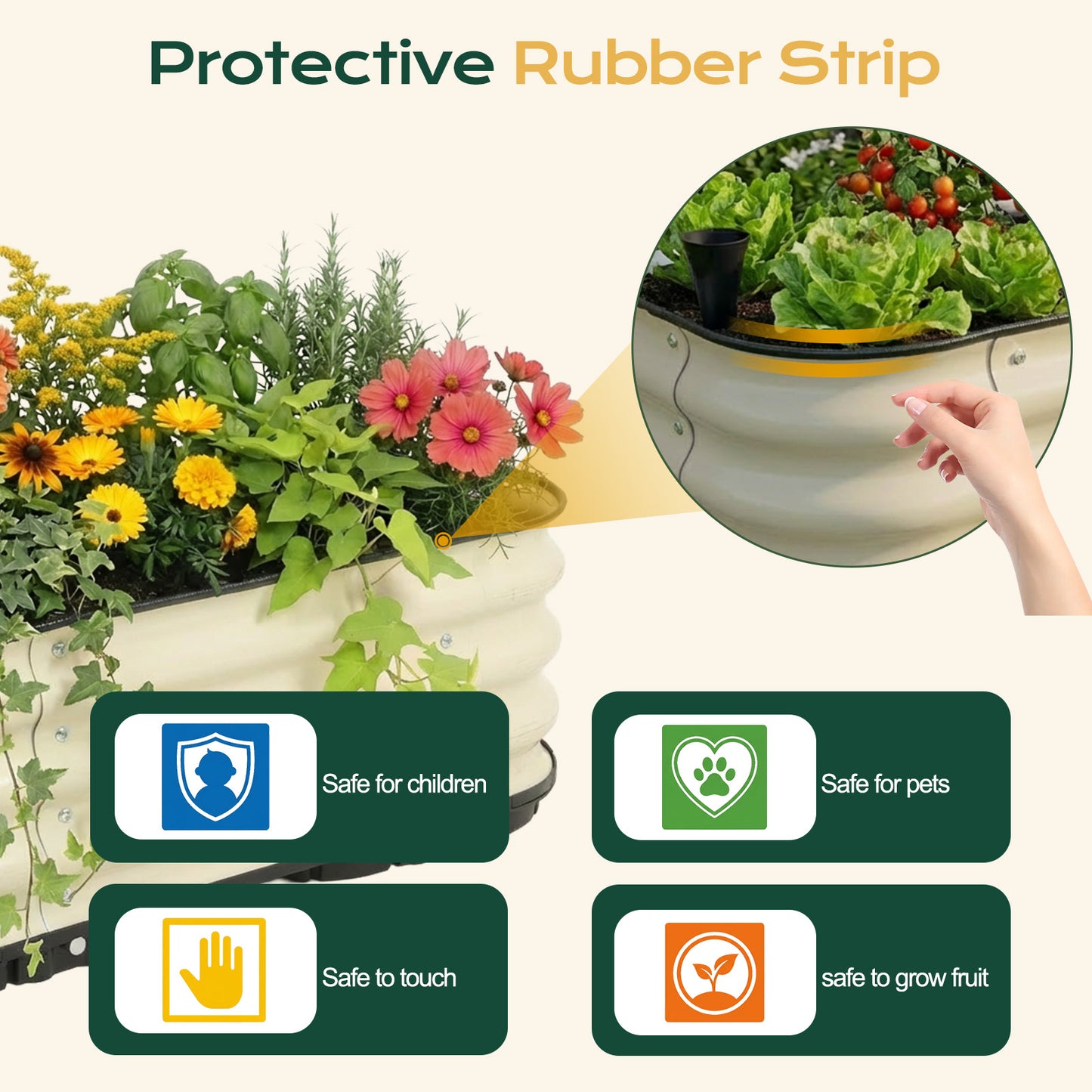 11" Tall Galvanized Raised Garden Bed, Self-Watering Planter Box - 16.5"x16.5"