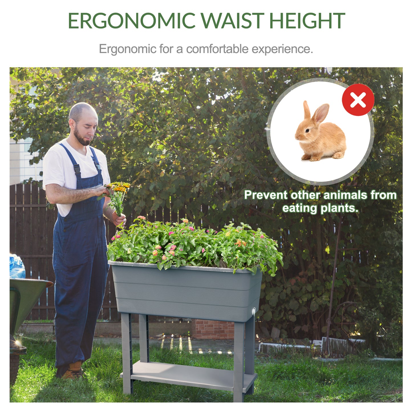 30×14×30 inch Elevated Raised Planter Box with Legs, Water Level Indicator - Set of 3