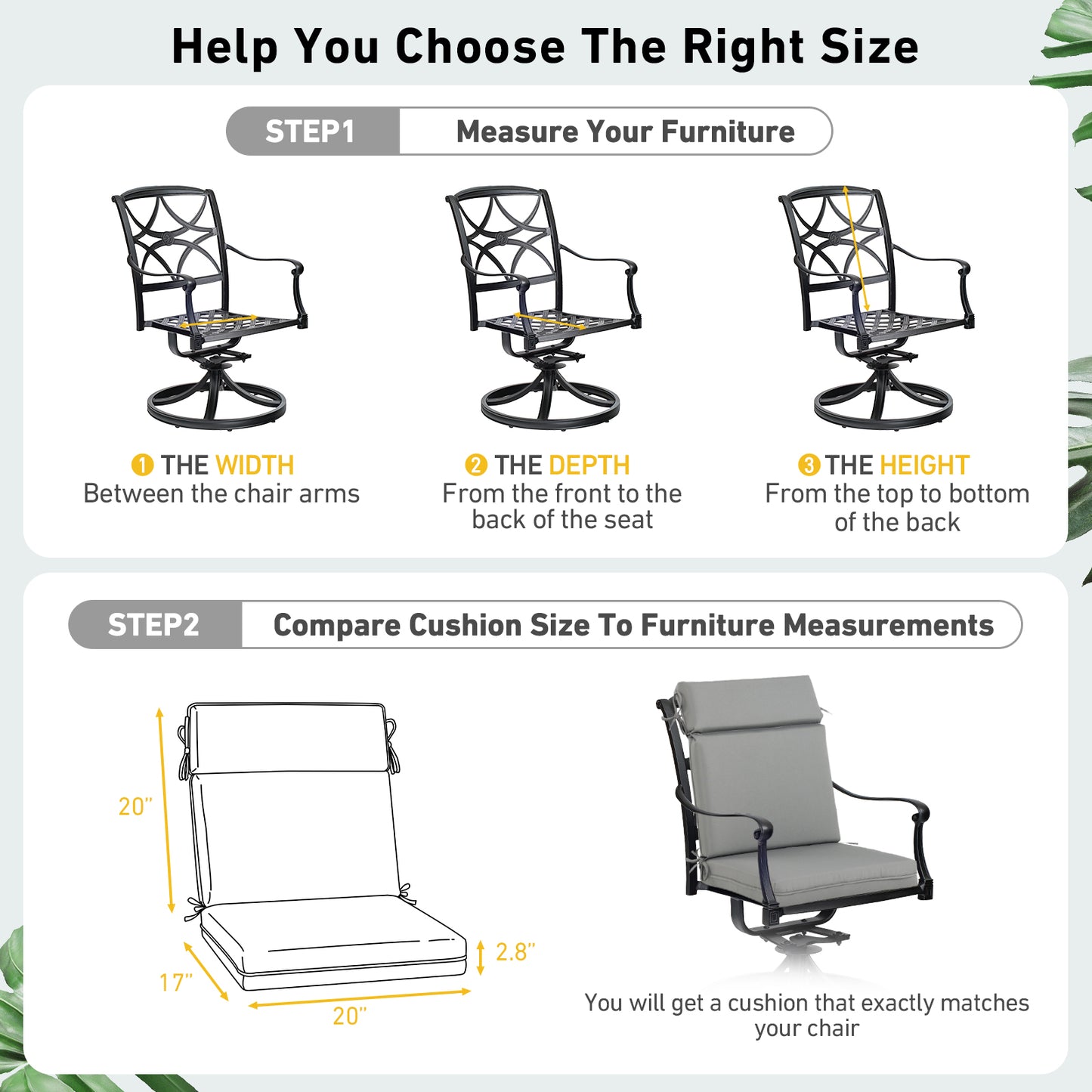 Outdoor Polyester High Back Dining Chair Cushion Set - Gray