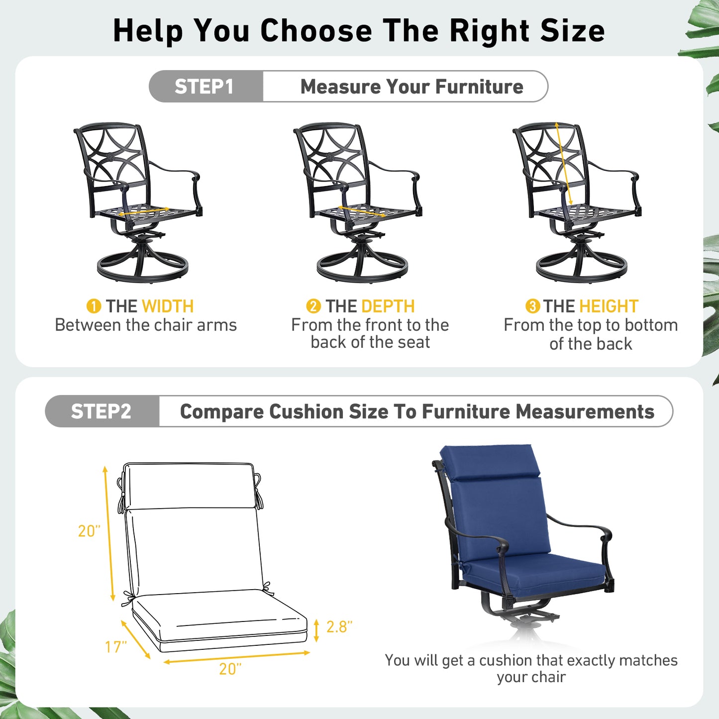 Outdoor Polyester High Back Dining Chair Cushion Set - Navy Blue