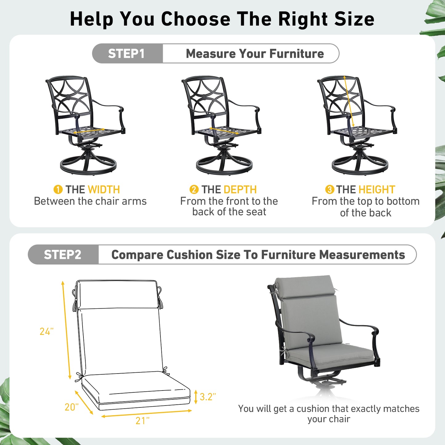 Outdoor Polyester High Back Dining Chair Cushion Set - Gray