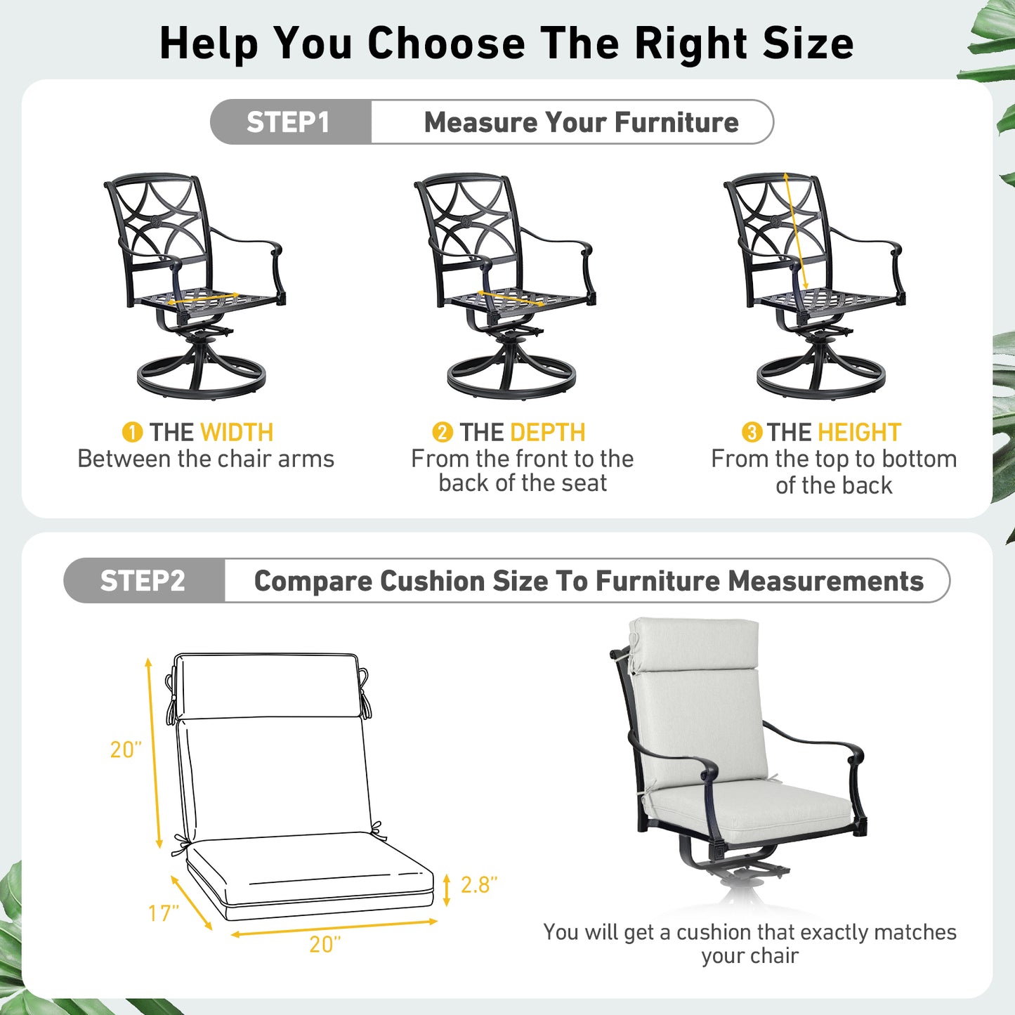 Outdoor High Back Dining Chair Cushion Set, Polyester Fabric, TPU Water Repellent Coating, Light Gray