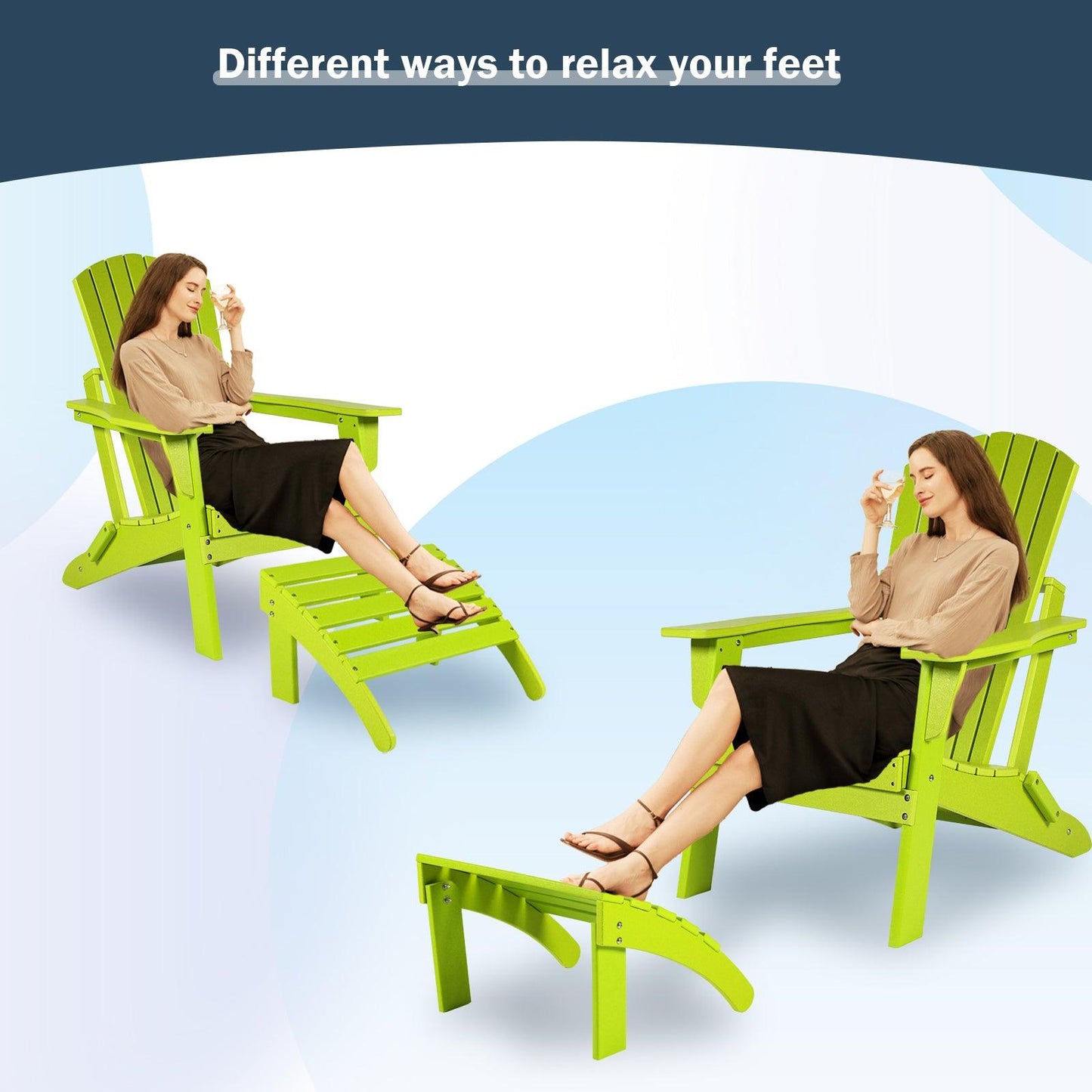 Outdoor Adirondack Ottoman, HDPE Adirondack Chair Ottoman - Aoodor