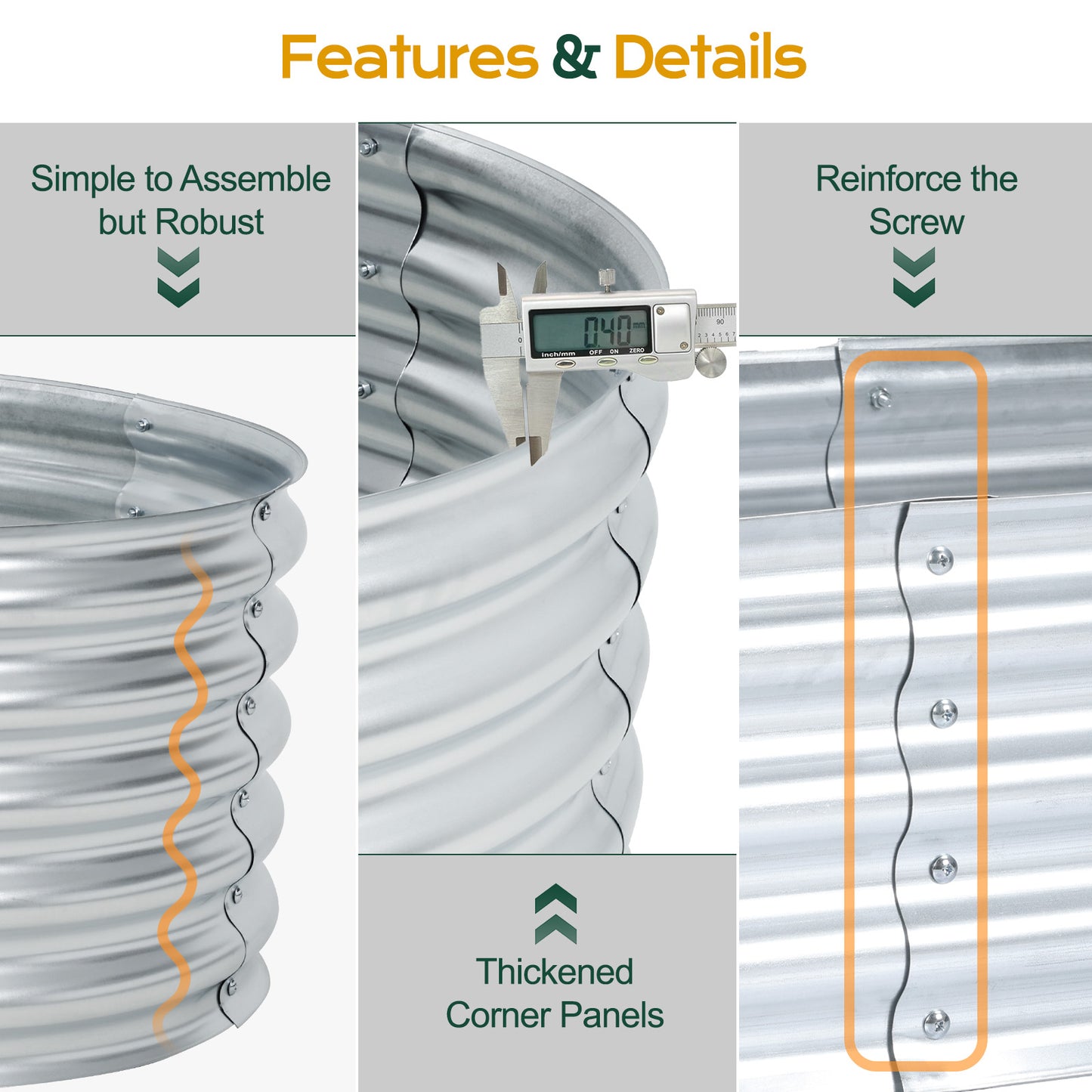 17" Tall Galvanized Raised Garden Bed Kit - 63"x31.5"
