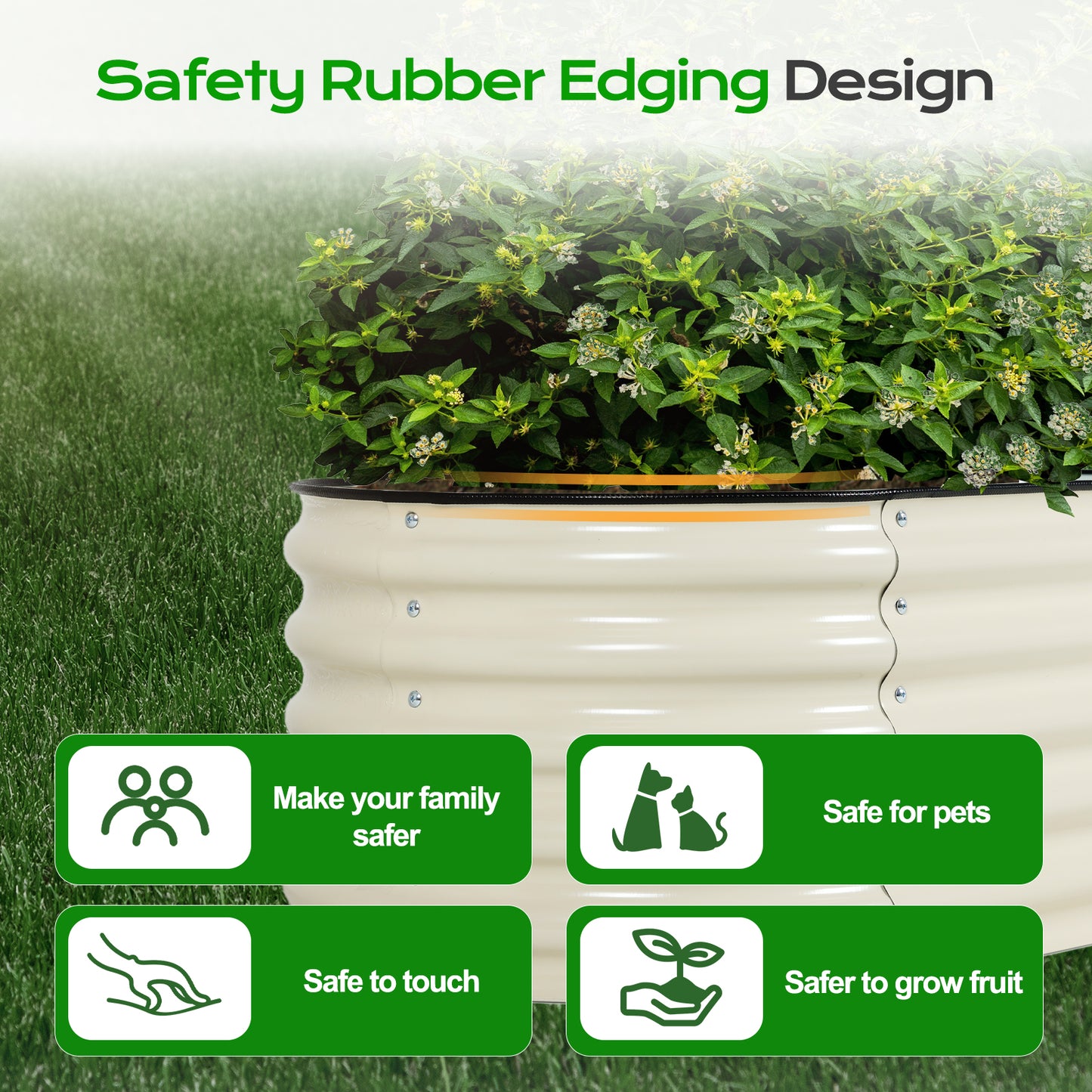 17" Tall 9-In-1 Modular Oval Metal Raised Garden Bed Kit - 89"x18"