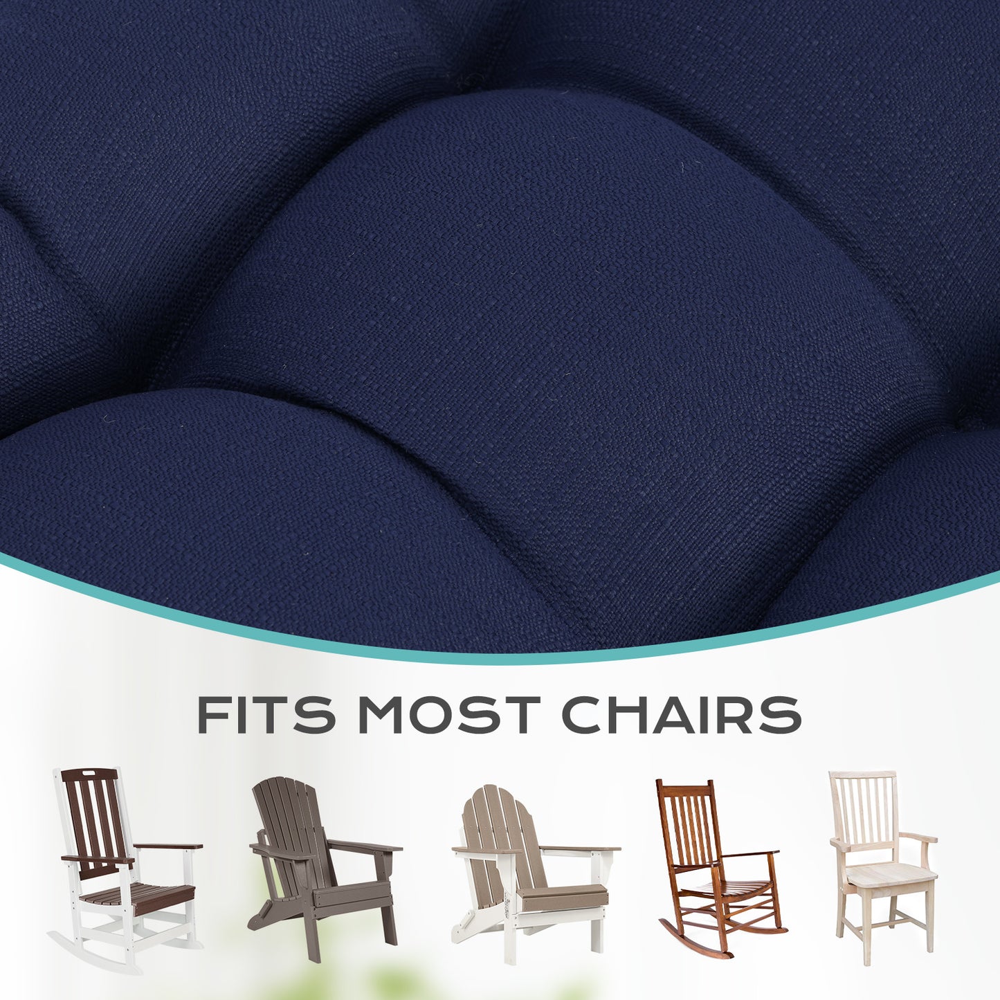 Tufted Outdoor High Back Rocking Chair Cushion Set of 2, Dark Blue - Aoodor