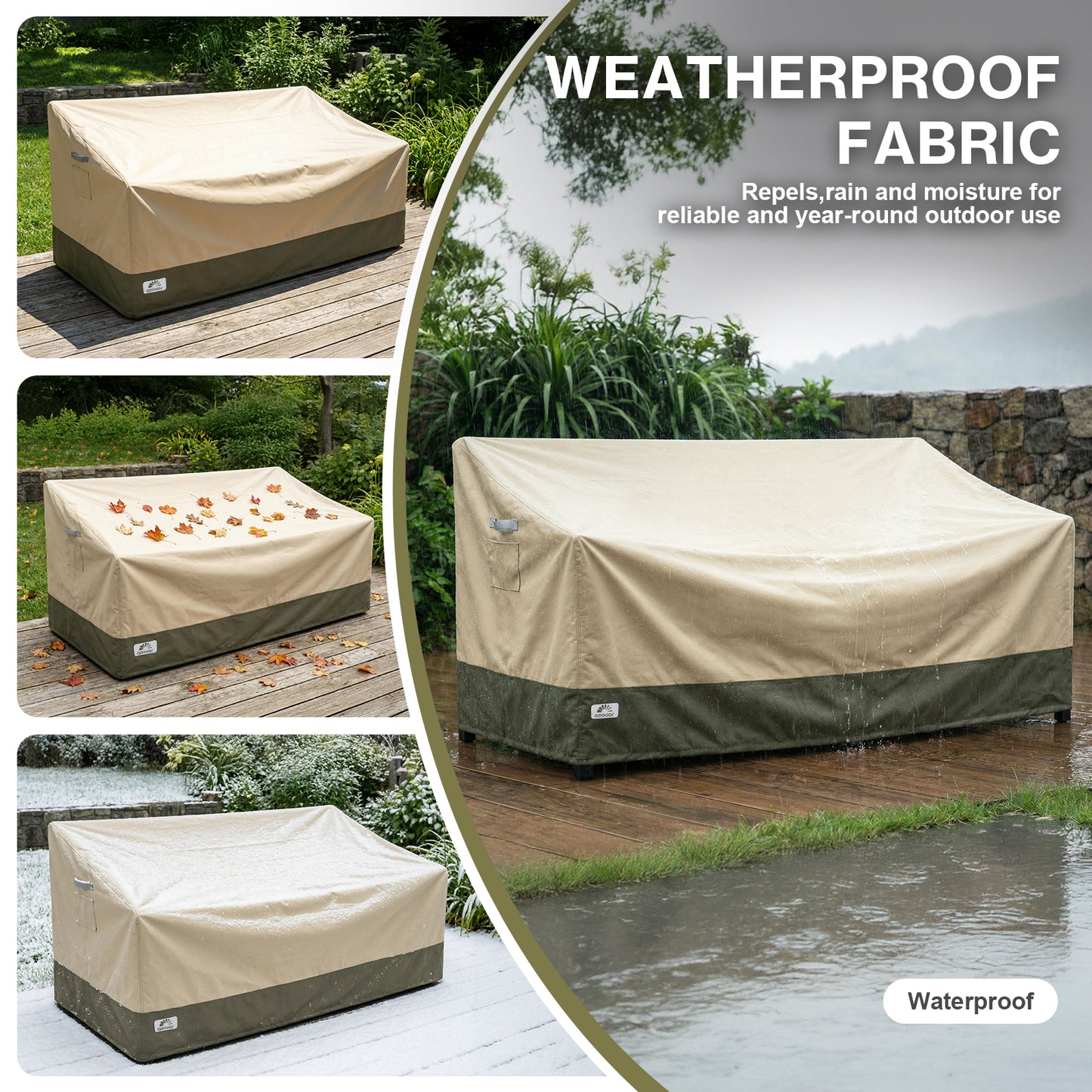 Patio Sofa Cover for 3-Seater Sofa/ Loveseat/ Bench