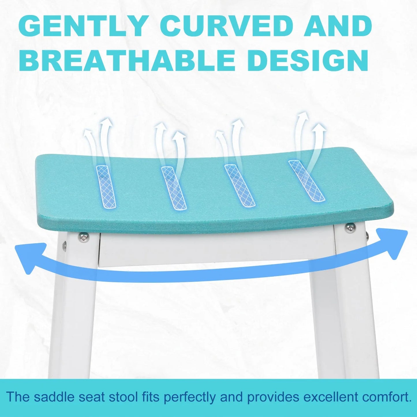 28 Inch Outdoor Bar Stools Set of 2, HDPE Patio Bar Height Saddle Stools with Footrest for Backyard - Aoodor