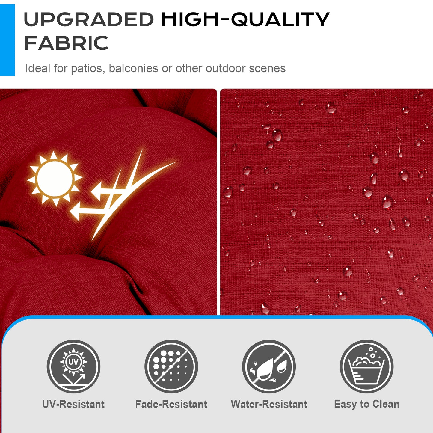 Tufted Outdoor High Back Chair Cushions Patio Rocking Pads for Furniture, Red