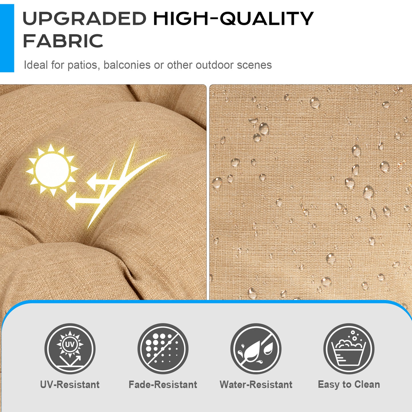 Tufted Outdoor High Back Chair Cushions Patio Replacement Cushion, Brown