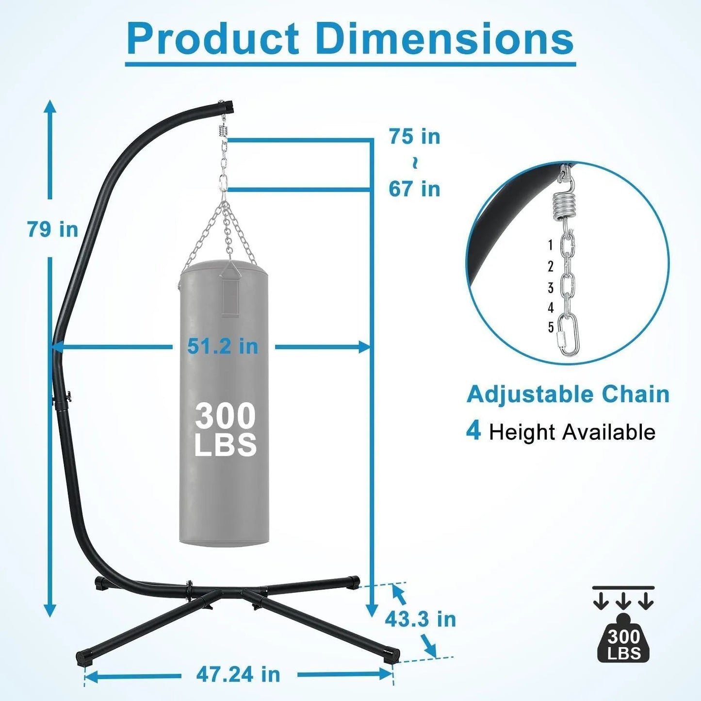 Hammock Steel Stand Only C-Stand - 300 Pound Capacity Aoodor LLC
