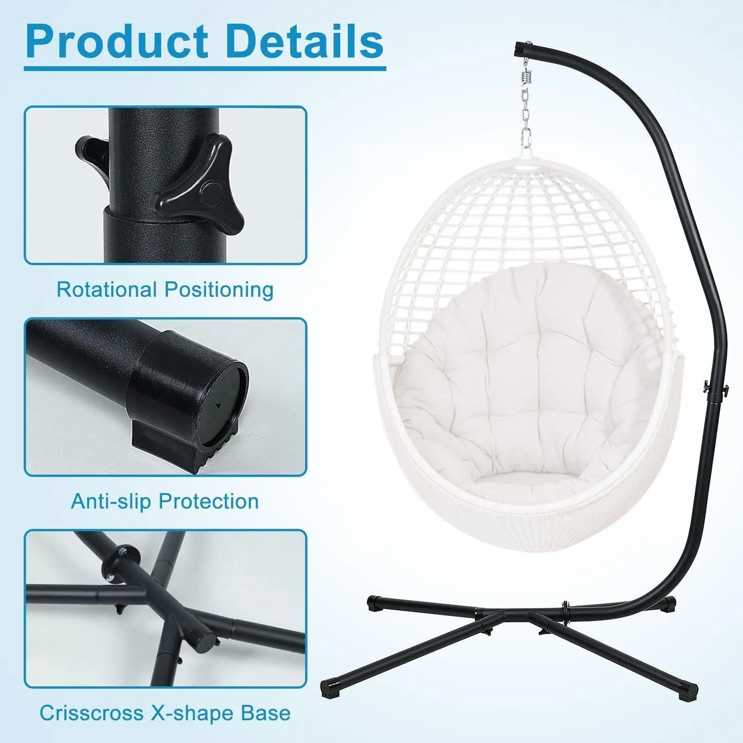 Hammock Steel Stand Only C-Stand - 300 Pound Capacity Aoodor LLC