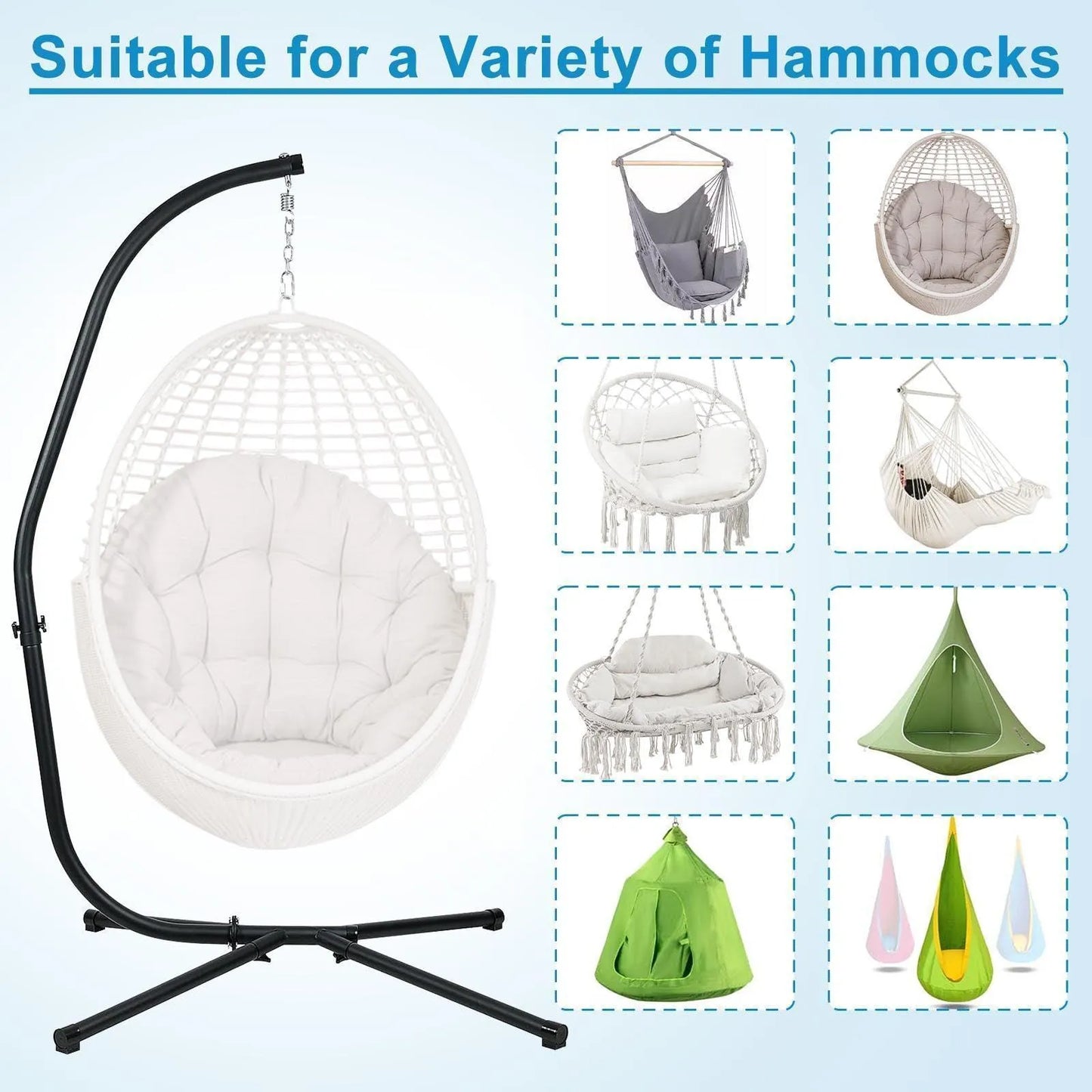 Hammock Steel Stand Only C-Stand - 300 Pound Capacity Aoodor LLC
