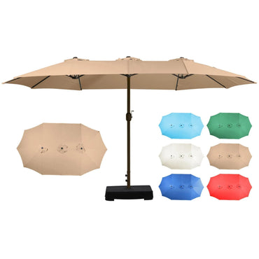 15 ft. Double Sided Patio Market Umbrella with Base Stand - Aoodor