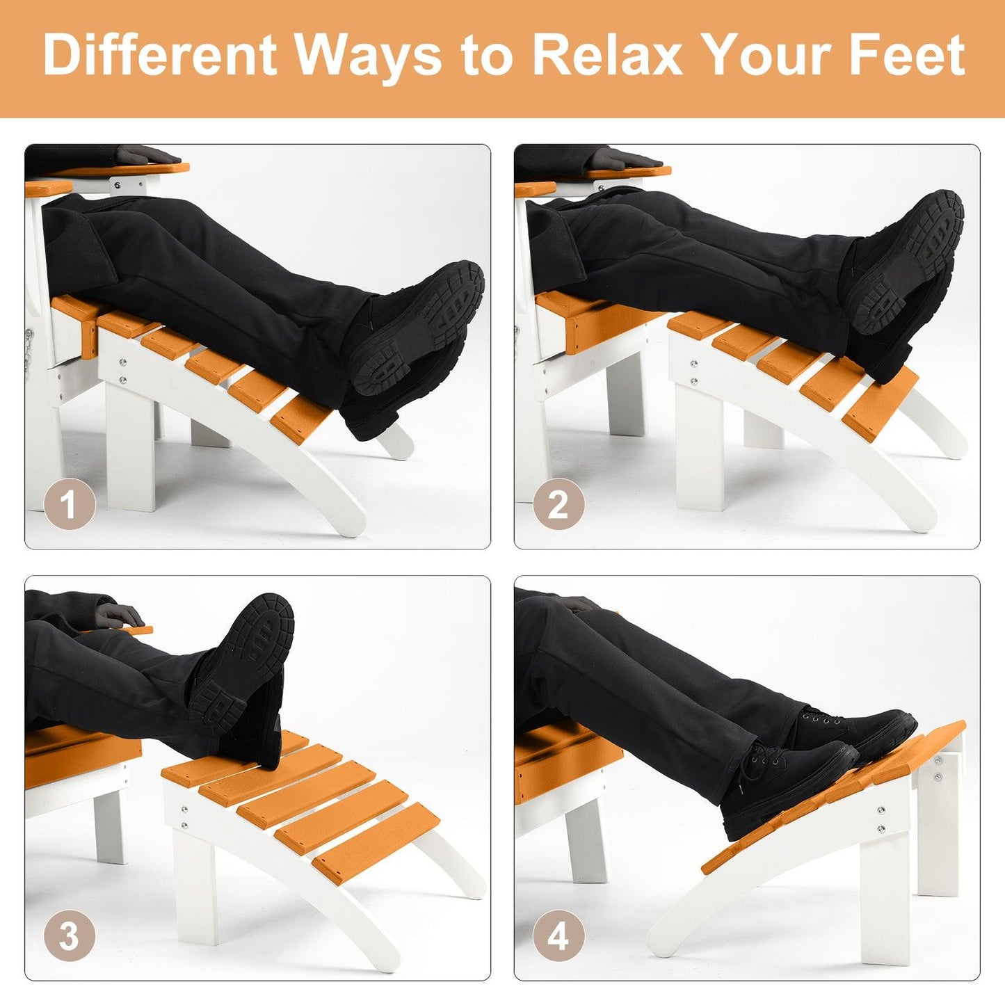 Outdoor Adirondack Ottoman - Weather-Resistant HDPE Patio Footrest for Ultimate Relaxation Aoodor