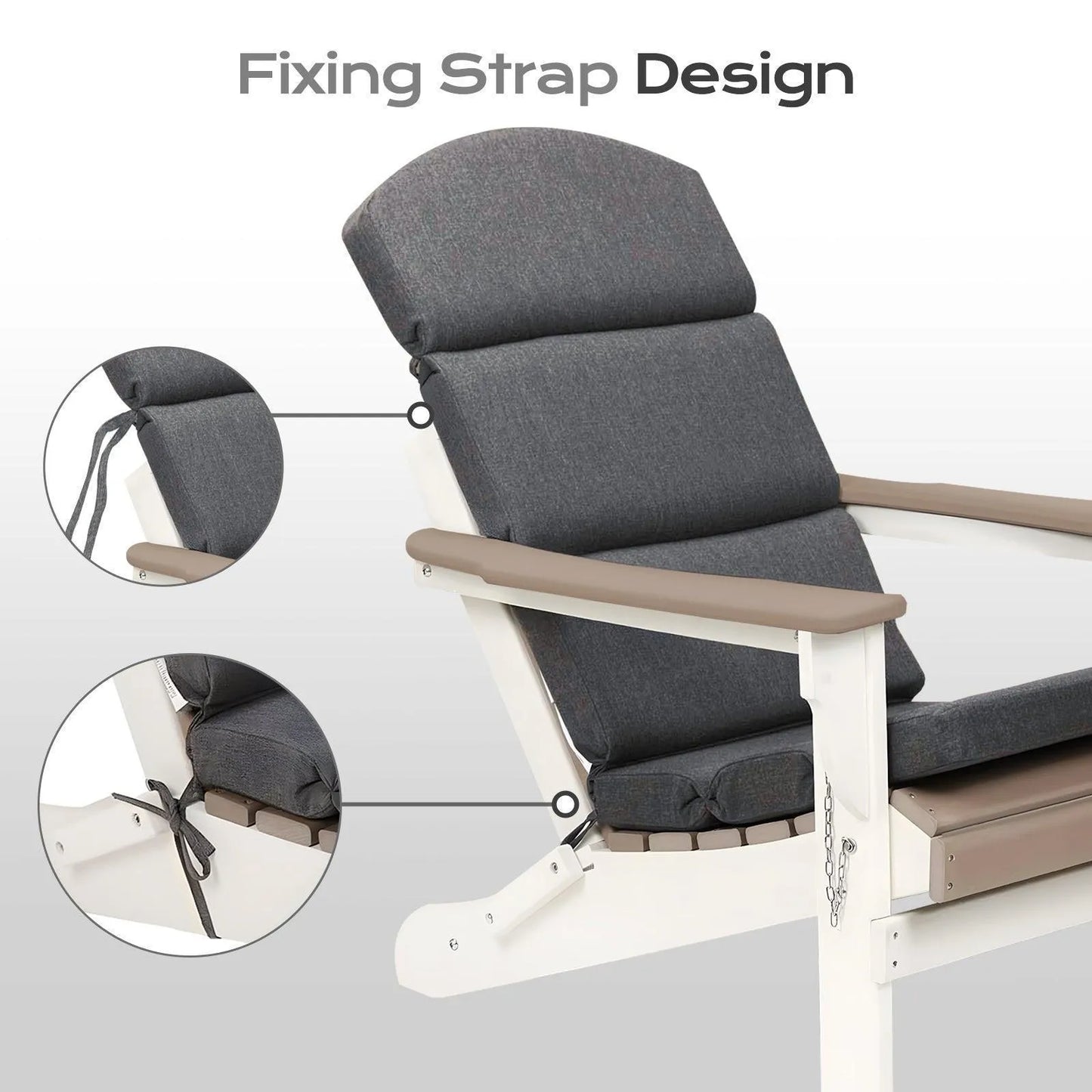 52x20x2.5 inch Patio High-Back Adirondack Chair Cushions Set of 2 - Charcoal - Aoodor