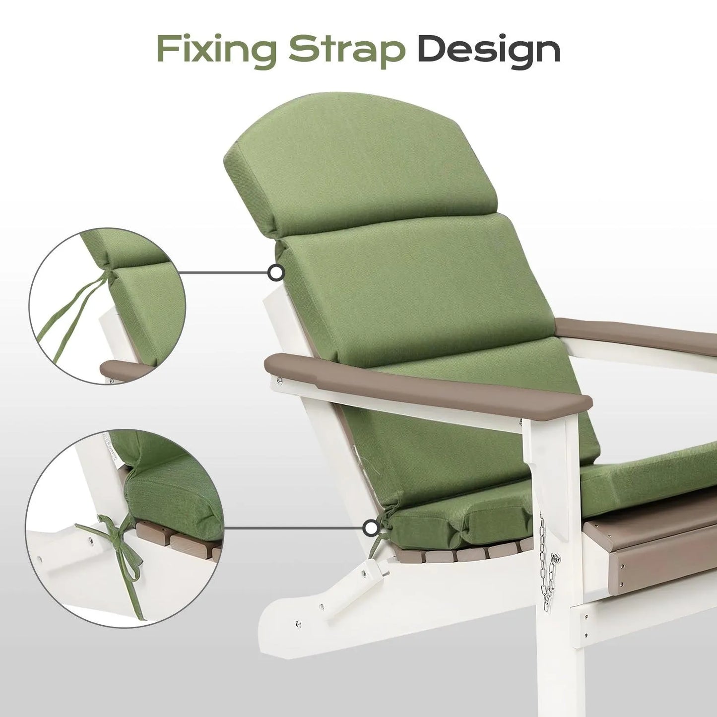 52x20x2.5 inch Patio High-Back Adirondack Chair Cushions Set of 2 - Green - Aoodor