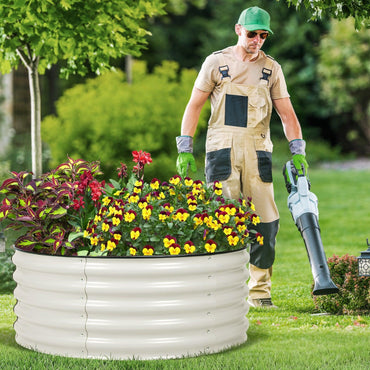 17" Tall Round Raised Garden Bed - 42" Diameter Aluzinc Planter - Aoodor