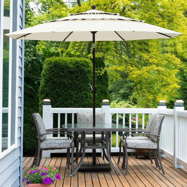 3 Tier 10ft. Patio Umbrella - Market Umbrella with Crank (No Base) - Aoodor