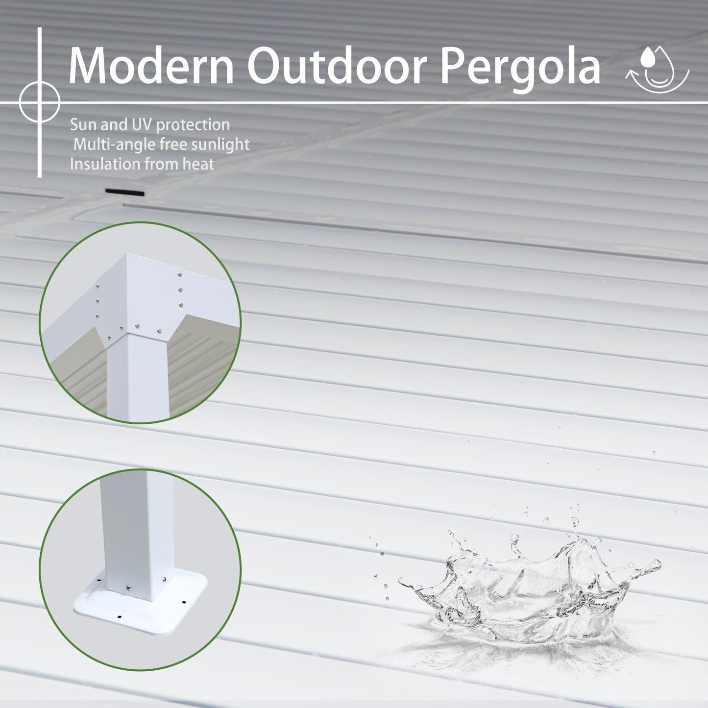 20 x 10 ft. Outdoor Aluminum Louvered Pergola Sun Shade Shelter with Adjustable Panels- White Pergola Aoodor LLC