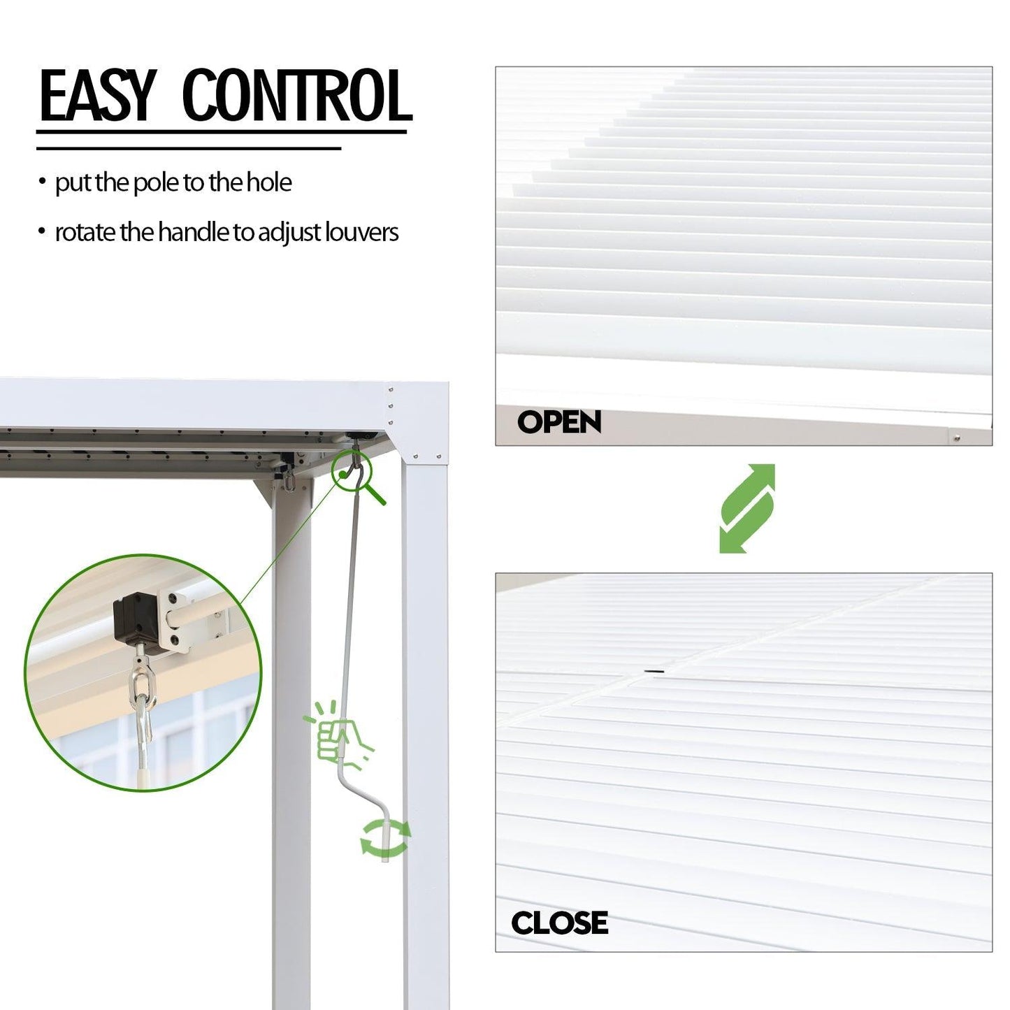 20 x 10 ft. Outdoor Aluminum Louvered Pergola Sun Shade Shelter with Adjustable Panels- White Pergola Aoodor LLC
