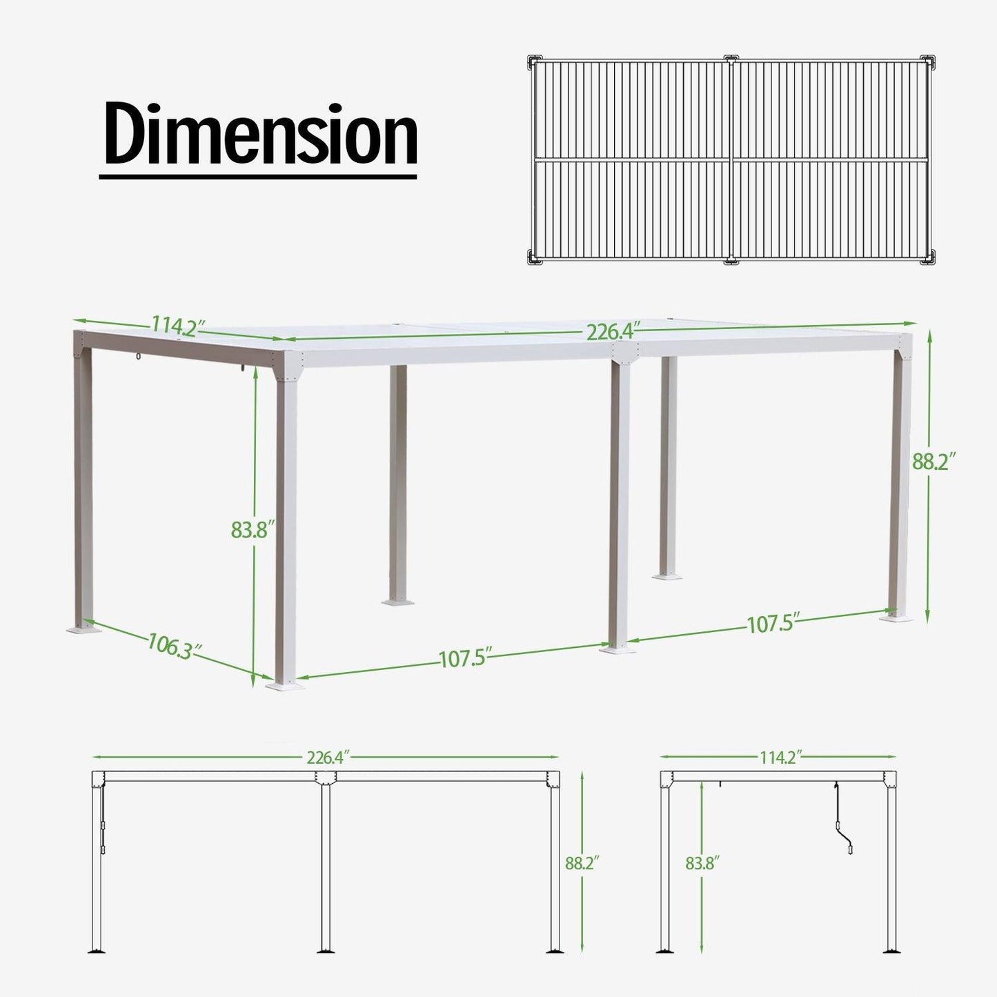 20 x 10 ft. Outdoor Aluminum Louvered Pergola Sun Shade Shelter with Adjustable Panels- White Pergola Aoodor LLC