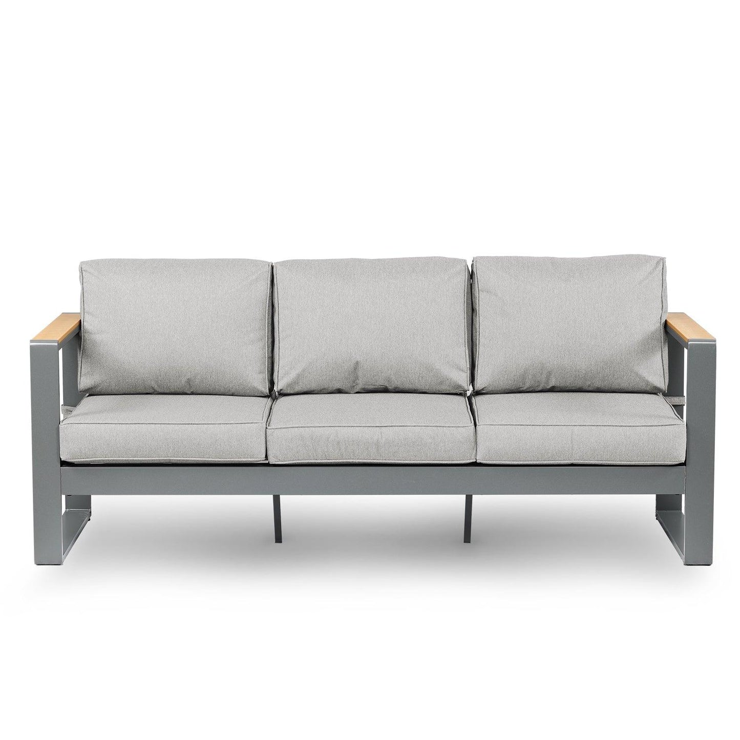3 Seater Aluminum Sofa Couch Deep Seat - All-Weather Resistant Outdoor Conversation Set with Thick Cushions Furniture Aoodor LLC Light Grey