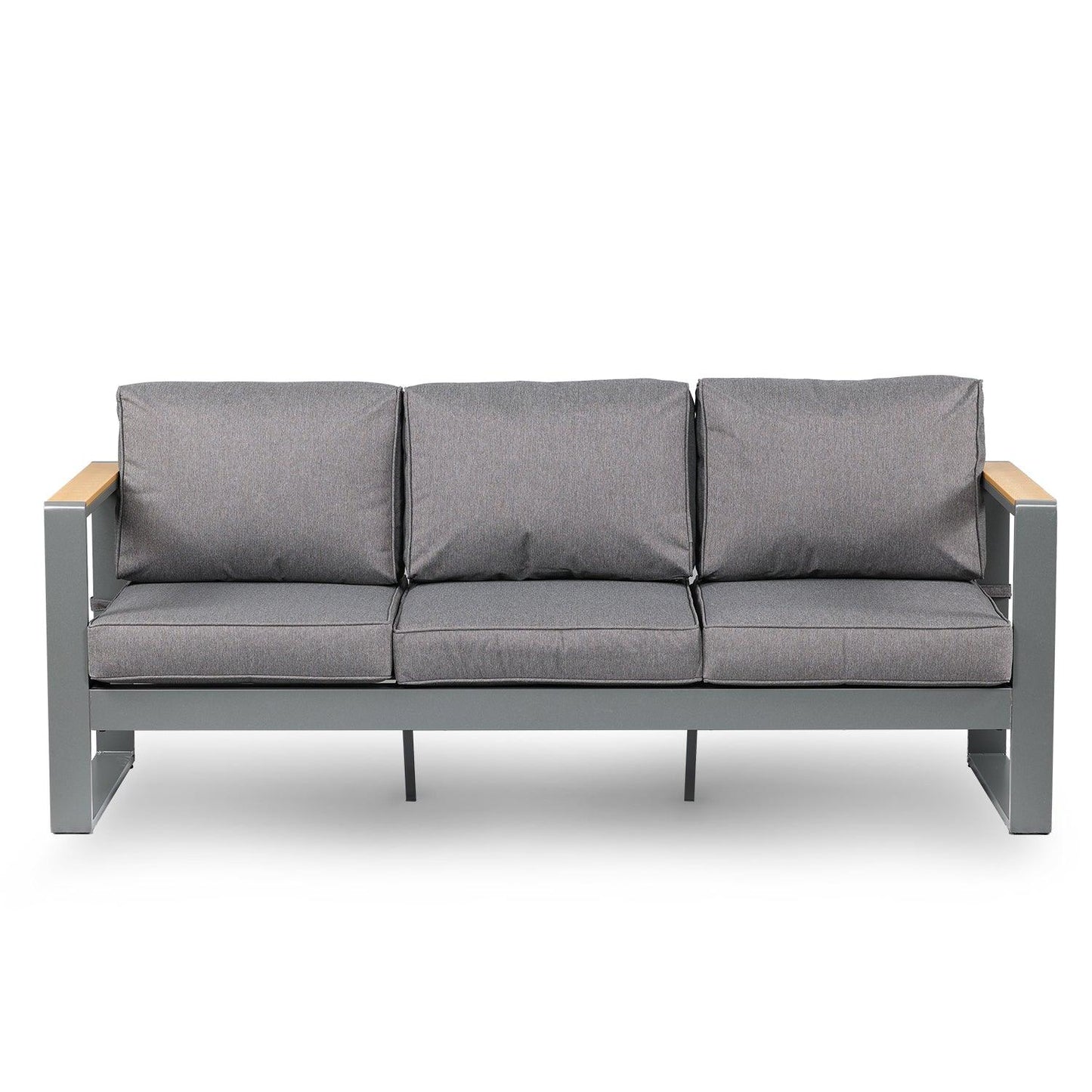 3 Seater Aluminum Sofa Couch Deep Seat - All-Weather Resistant Outdoor Conversation Set with Thick Cushions Furniture Aoodor LLC Grey