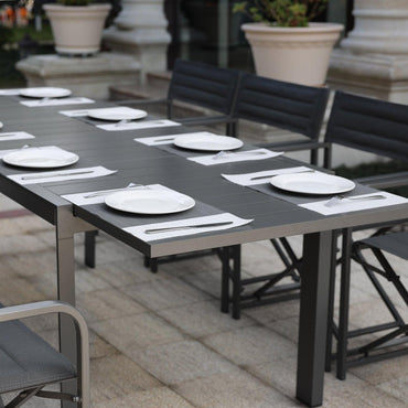 6-10 Person Outdoor Aluminum Patio Extendable Dining Table - Modern Rectangular Table for Patio, Deck, Garden, Courtyard (Table Only) - Aoodor