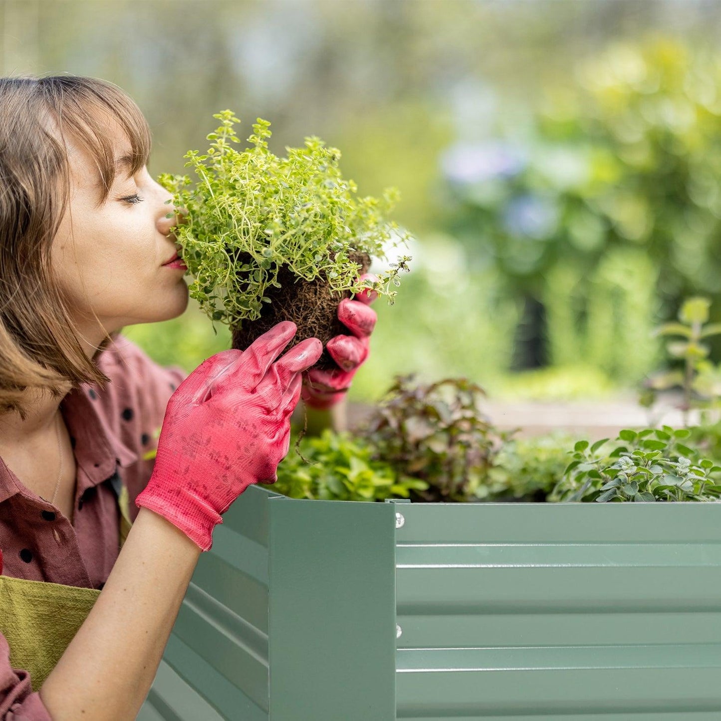 Outdoor Raised Garden Bed 6' x 3' /8' x 4' - Reinforced Galvanized Steel Planter Box for Vegetables, Patio, Outdoor Yard Planter Aoodor