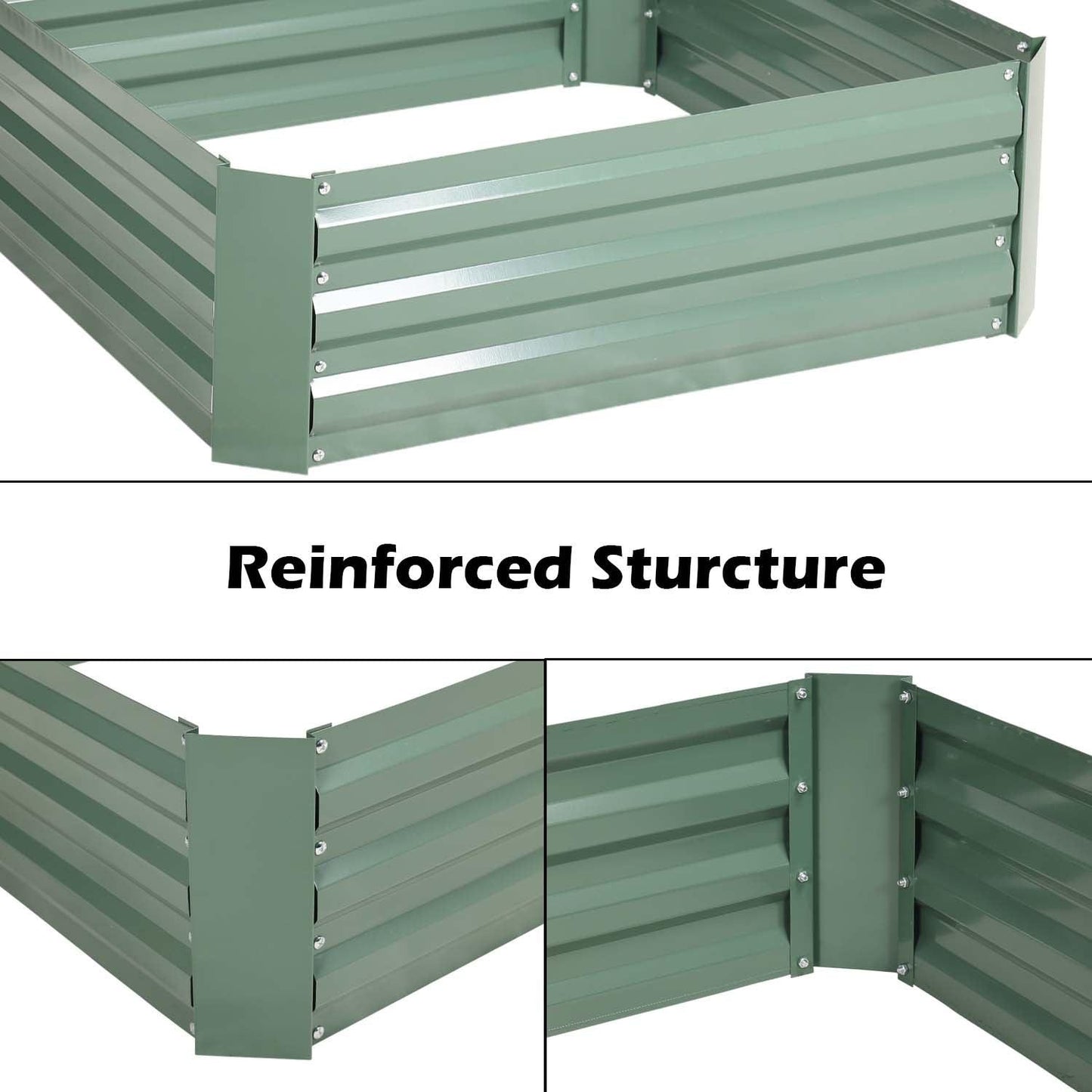 Outdoor Raised Garden Bed 6' x 3' /8' x 4' - Reinforced Galvanized Steel Planter Box for Vegetables, Patio, Outdoor Yard Planter Aoodor