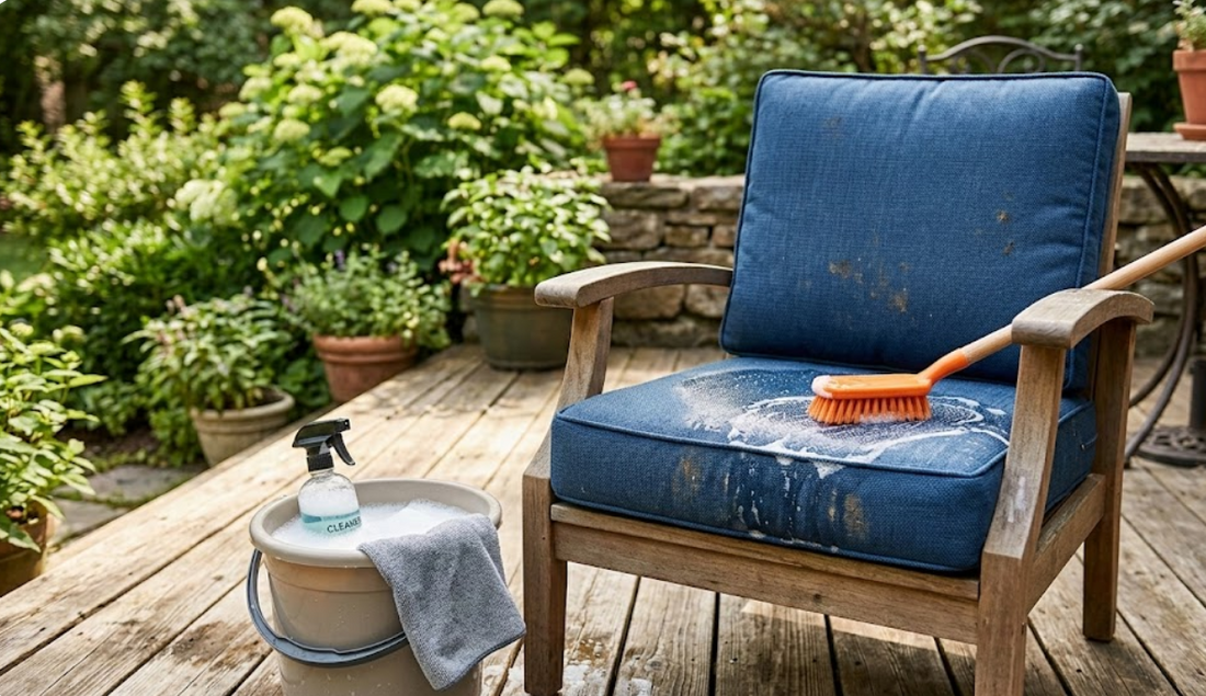 How Do You Clean Outdoor Cushions Without Removable Covers?