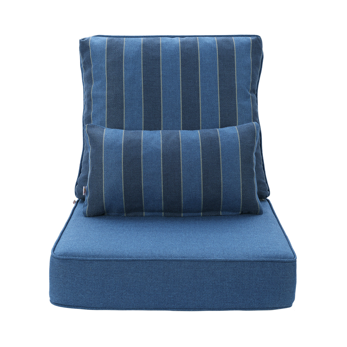 Outdoor Deep Seat Cushion Set with Lumbar Pillow, Dark Blue Stripes